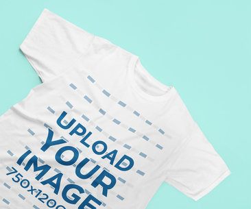 Mockup of a Round-Neck T-Shirt Placed over a Customizable Backdrop