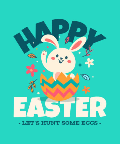 Illustrated T-Shirt Design Template with an Easter Theme for Kids