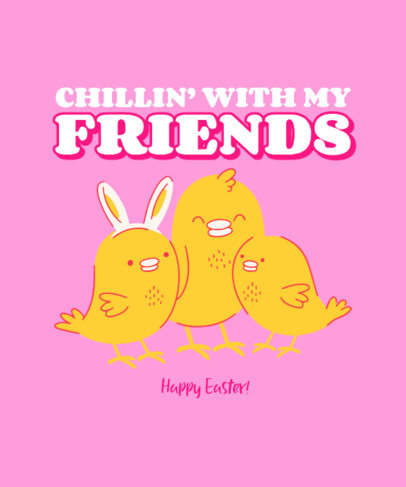 Cute T-Shirt Design Template with Cartoonish Easter Characters