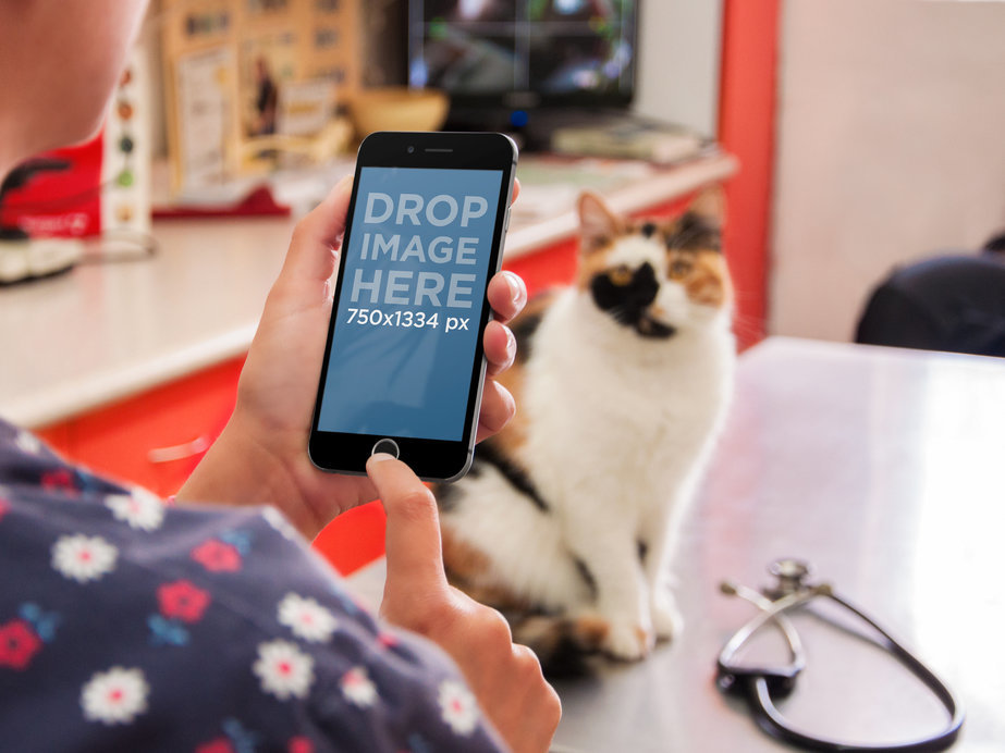Mockup of an iPhone 6 Used at the Vet