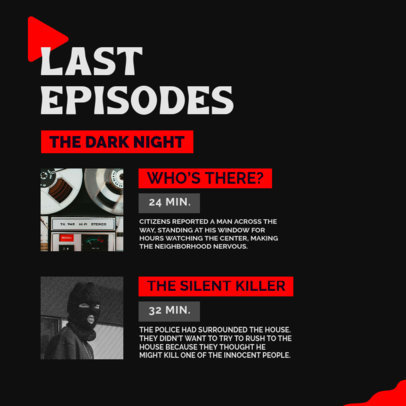 Instagram Post Design Maker to Promote Episodes of a True Crime Podcast