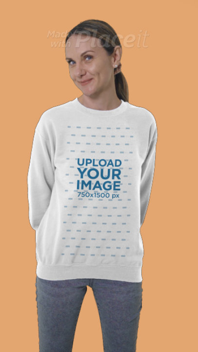 Sweatshirt Video Featuring a Woman Smiling and Giving Kisses to the Camera