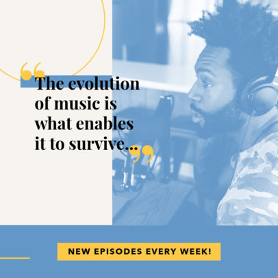Instagram Post Template for a Music Podcast Featuring a Quote and a Simple Layout