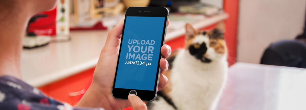 Wide Mockup of an iPhone 6 Used at the Vet
