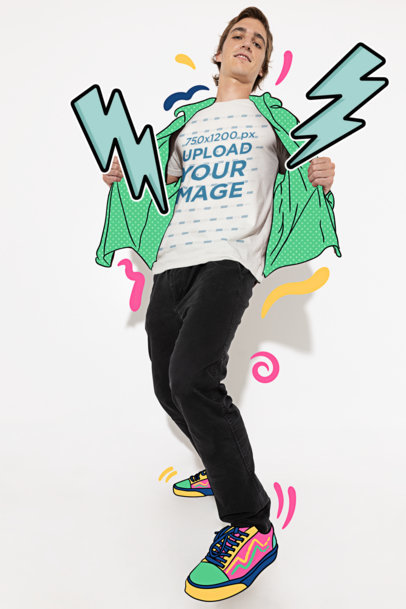 T-Shirt Mockup Featuring a Man Posing in a Cool Position