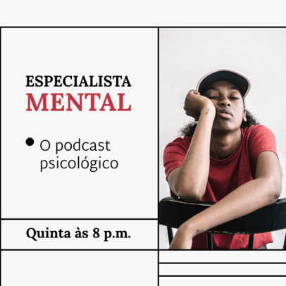 Psychology-Themed Instagram Post Template for a Brazilian Podcast
