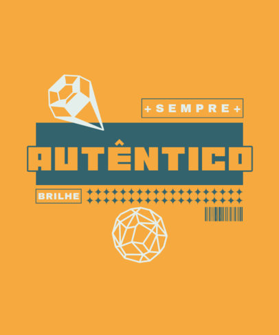 T-Shirt Design Template with Diamond-Like Graphics and a Bold Text