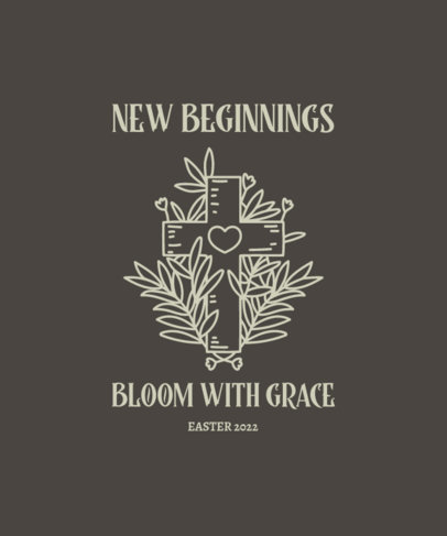 Easter T-Shirt Design Template Featuring an Illustrated Cross