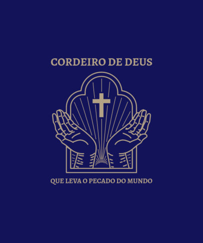 T-Shirt Design Template Featuring a Christian Quote in Portuguese