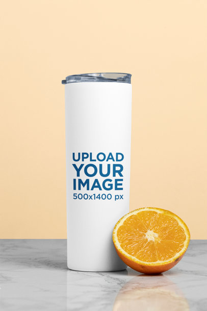 Mockup of a Skinny Tumbler Featuring Half an Orange m21493