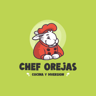 Logo Template With a Cooking Theme Featuring a Cute Bunny Chef