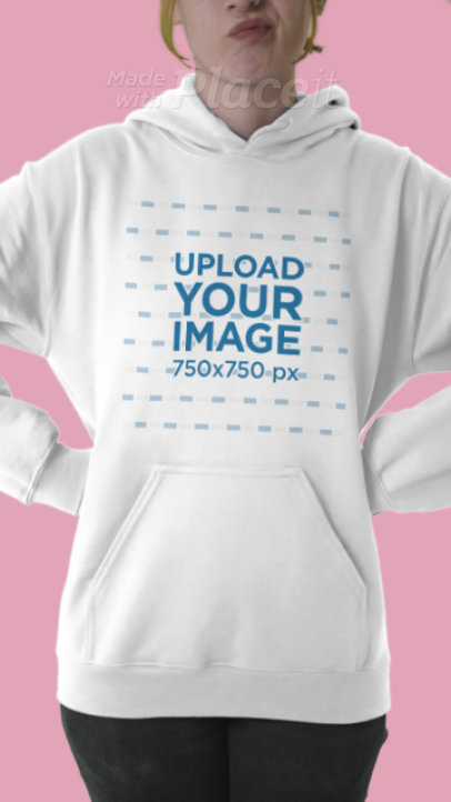 Hoodie Video Featuring a Woman with Red Hair and a Confused Expression