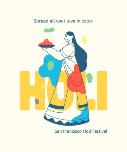 Illustrated T-Shirt Design Maker With a Holi Festival Theme