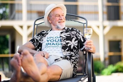 T-Shirt Mockup of a Happy Man Enjoying His Retirement