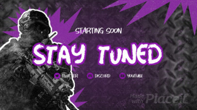 Starting Soon Twitch Screen Video Maker With a Shooter Graphic 4768