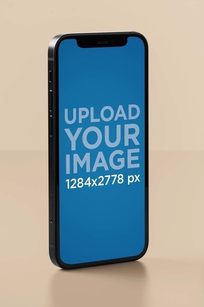 Mockup of an iPhone 13 Standing in a Customizable Set