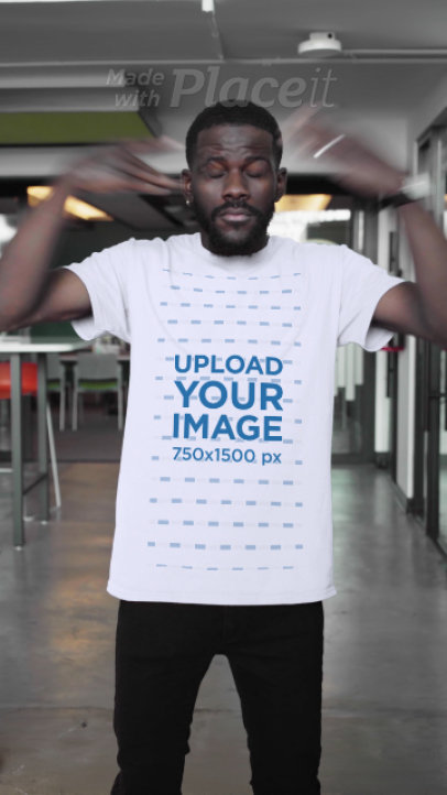 T-Shirt Video Featuring an Excited Man with Short Hair