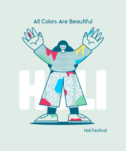 T-Shirt Design Generator With a Holi Festival Theme and Illustrations of Joyful People