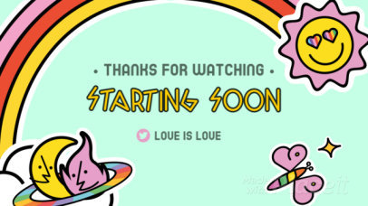 LGBT-Themed Starting Soon Twitch Screen Video Maker With Colorful Graphics 4669