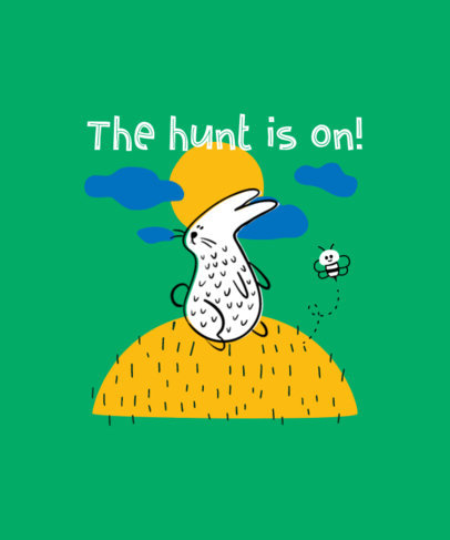 Illustrated T-Shirt Design Template With an Easter-Theme Featuring a Bunny and a Bee 4844a-el1