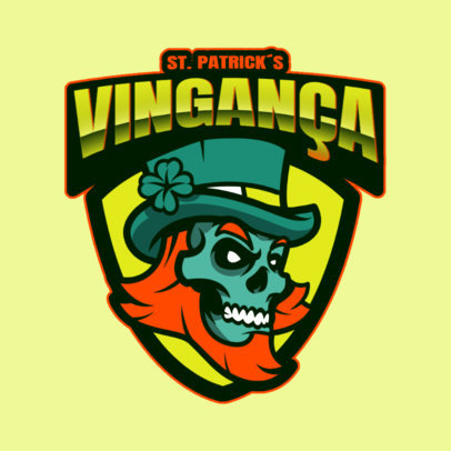 Sports Logo Creator for St Patrick's Day with a Leprechaun Skull