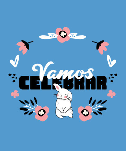 Quote T-Shirt Design Generator Featuring an Adorable Easter Bunny Clipart and Flowers 4850f-el1