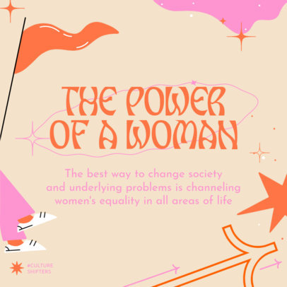 Instagram Post Template with Illustrated Flags for International Women's Day