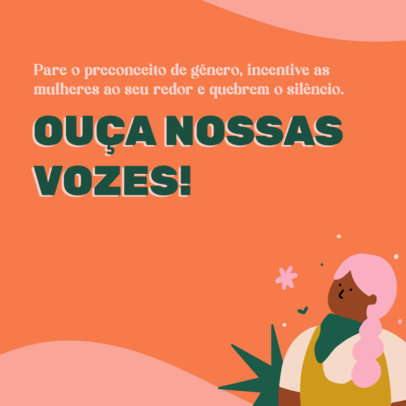 Women's Day-Themed Instagram Post Design Maker Featuring an Empowering Quote in Portuguese
