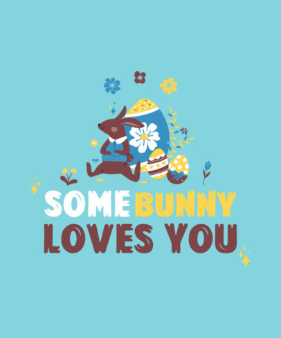 T-Shirt Design Maker Featuring an Easter Bunny and Flower Illustrations