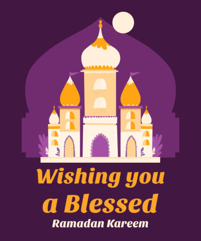Illustrated T-Shirt Design Template with a Ramadan Greeting