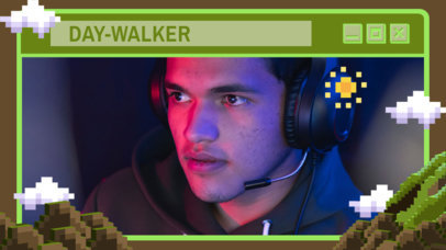 Webcam Frame Design Template for Streamers With a Minecraft-Allusive Style 4423e