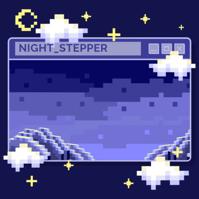 Twitch Alert Box Design Template With a Nightime Landscape Inspired by Minecraft