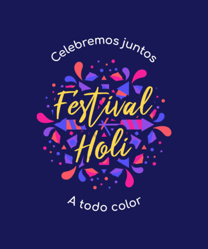 Holi Festival-Themed T-Shirt Design Template With Text in Spanish
