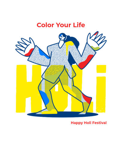 Colorful T-Shirt Design Maker With a Message for Holi Festival