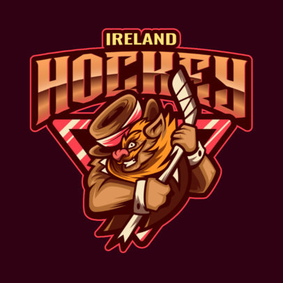 Sports Logo Maker Featuring a Leprechaun With a Hockey Stick 4950d