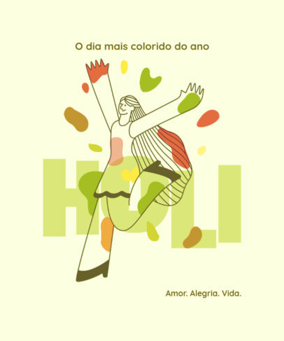 T-Shirt Design Maker Featuring a Holi Festival Theme and a Happy Woman Clipart