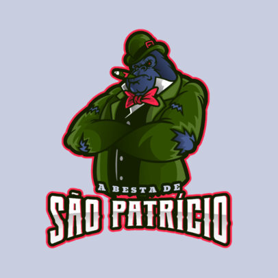 Logo Template Featuring a Gorilla with a Saint Patrick's Day Attire 4951e