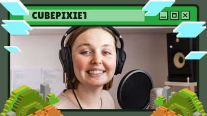 Webcam Frame Design Creator Featuring a Minecraft-Inspired Landscape 4423d