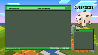 Twitch Overlay Design Creator With a Minecraft-Inspired Cow Graphic 4423d