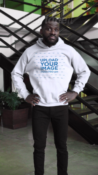 Hoodie Video Featuring a Man Smiling and Making Expressions 4802v