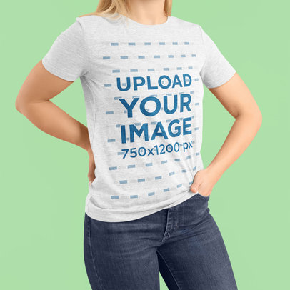 Mockup of a Woman Wearing a Heathered Round-Neck Tee m21167-r-el2