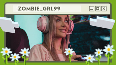 Webcam Frame Design Template With Flowers in a Minecraft-Allusive Style 4423i