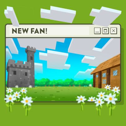 Minecraft-Inspired Twitch Alert Box Design Template Featuring a Castle and a Home