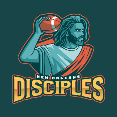 Cool Logo Maker for a Sports Team Featuring a Christian Theme and an Illustrated Jesus