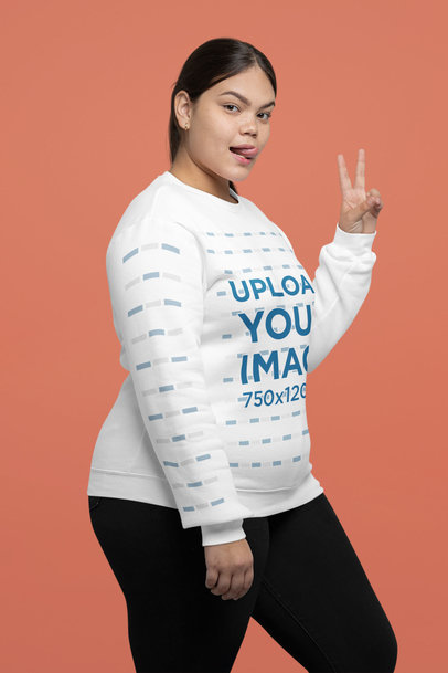 Mockup of a Cool Woman Wearing a Plus-Size Sweatshirt With Customizable Sleeves