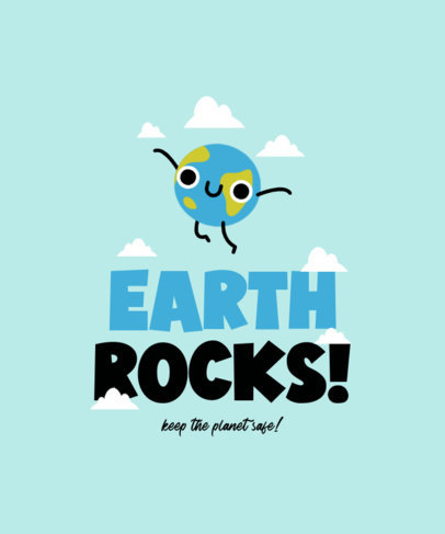 Earth Day-Themed T-Shirt Design Template with Cute Illustrations of the Planet
