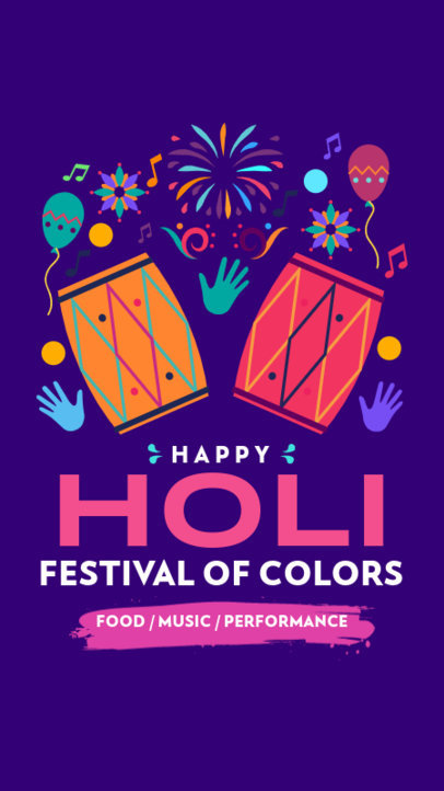 Instagram Story Design Maker for Holi Festival Featuring a Colorful Layout