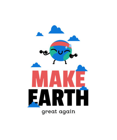 Earth Day-Themed T-Shirt Design Template with Cute Cartoonish Graphic