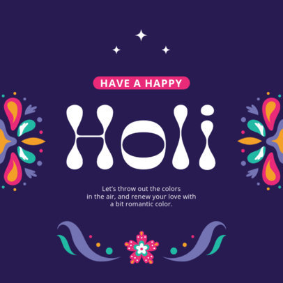 Instagram Post Template for Holi Fest Greetings