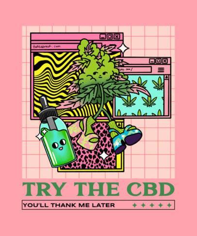 Marijuana-Themed T-Shirt Design Template Featuring Graphics and Quotes